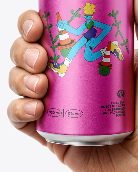 Aluminum Can in a Man's Hand Mockup