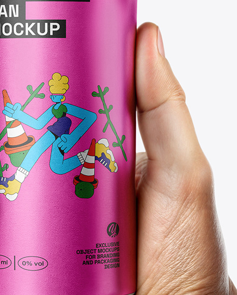 Aluminum Can in a Man's Hand Mockup
