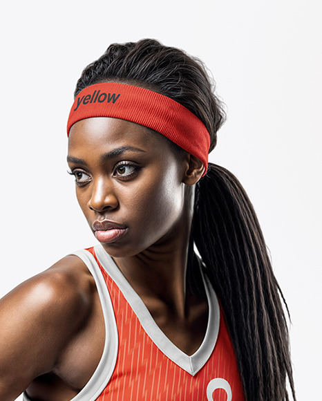 Woman Wearing a V-Neck Basketball Jersey and Shorts Mockup