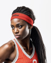 Woman Wearing a V-Neck Basketball Jersey and Shorts Mockup