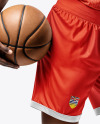 Woman Wearing a V-Neck Basketball Jersey and Shorts Mockup