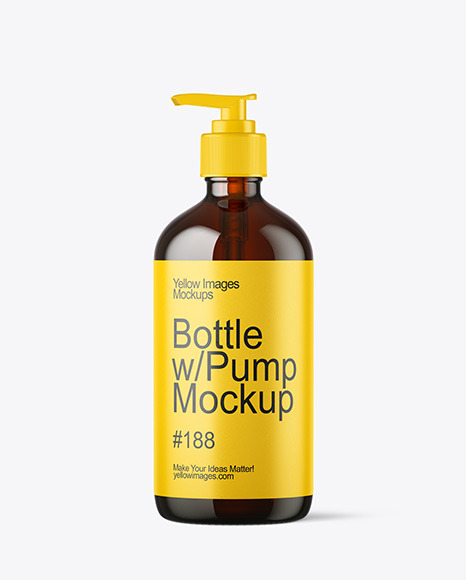 16oz Amber Bottle with Pump Mockup