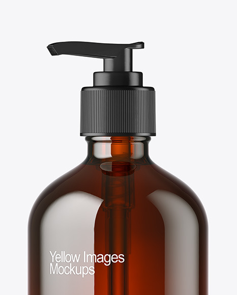 16oz Amber Bottle with Pump Mockup