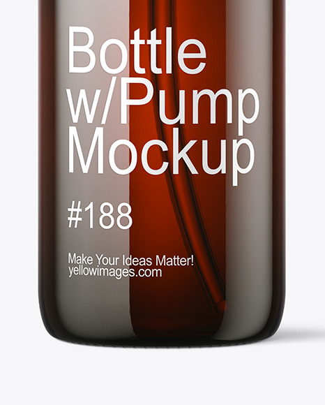 16oz Amber Bottle with Pump Mockup