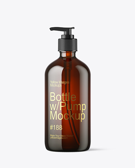 16oz Amber Bottle with Pump Mockup