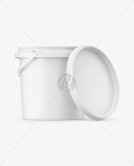 Matte Plastic Bucket with Handle Mockup