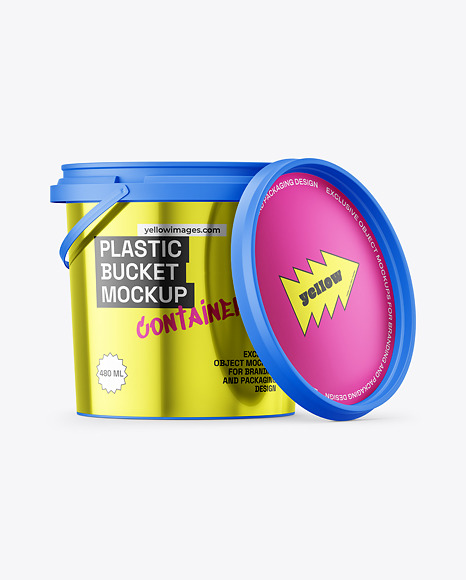 Matte Plastic Bucket with Handle Mockup