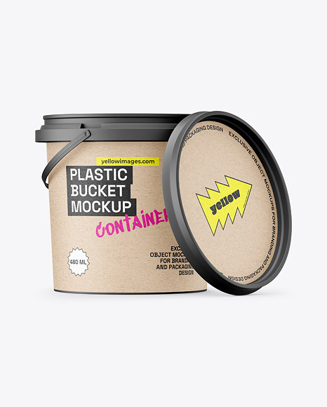 Matte Plastic Bucket with Handle Mockup