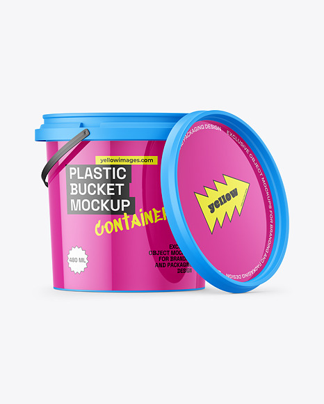 Matte Plastic Bucket with Handle Mockup