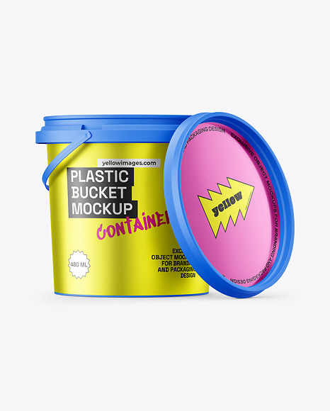 Matte Plastic Bucket with Handle Mockup