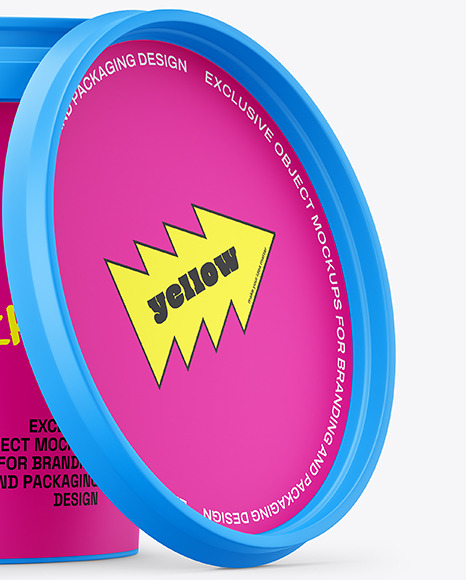 Matte Plastic Bucket with Handle Mockup