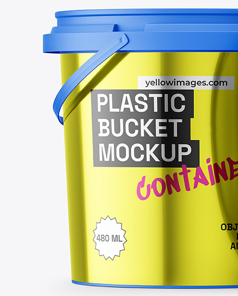 Matte Plastic Bucket with Handle Mockup