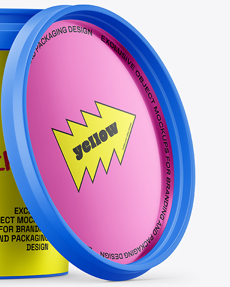 Matte Plastic Bucket with Handle Mockup