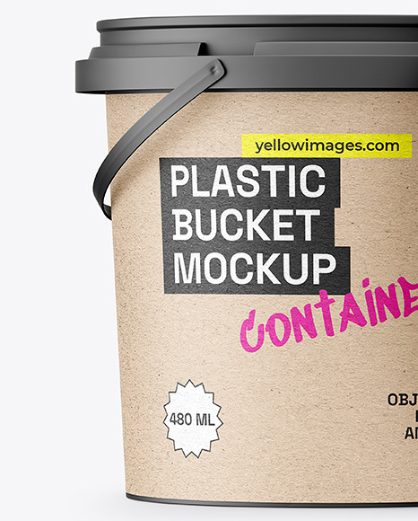 Matte Plastic Bucket with Handle Mockup