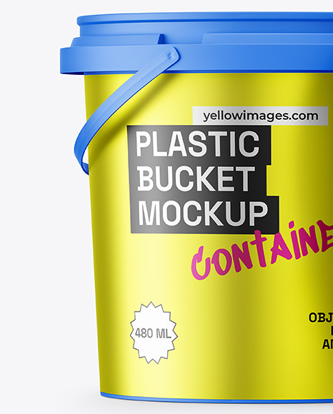 Matte Plastic Bucket with Handle Mockup