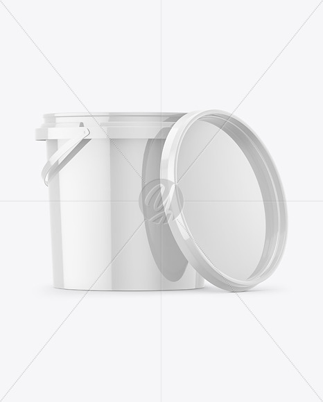 Glossy Plastic Bucket with Handle Mockup