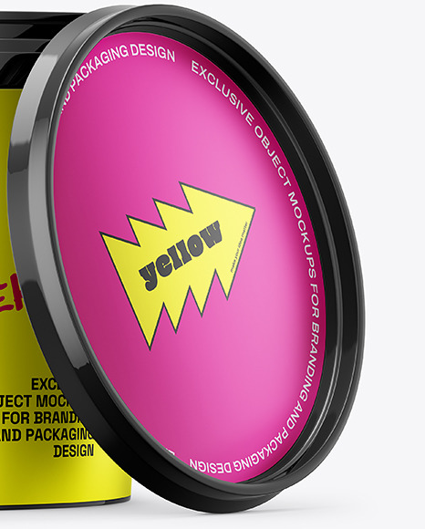 Glossy Plastic Bucket with Handle Mockup