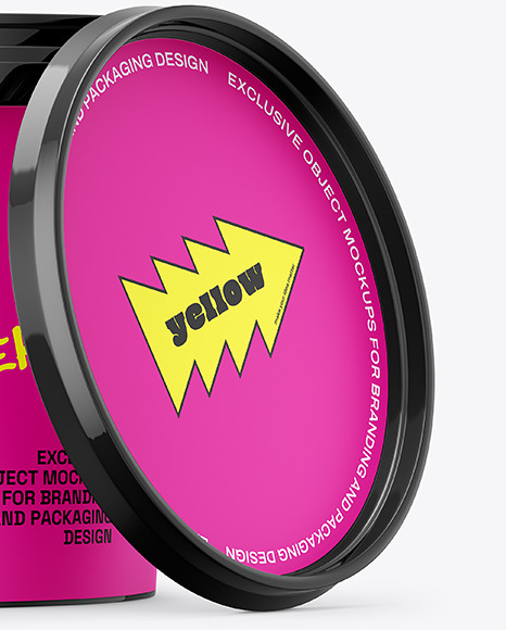 Glossy Plastic Bucket with Handle Mockup