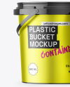 Glossy Plastic Bucket with Handle Mockup