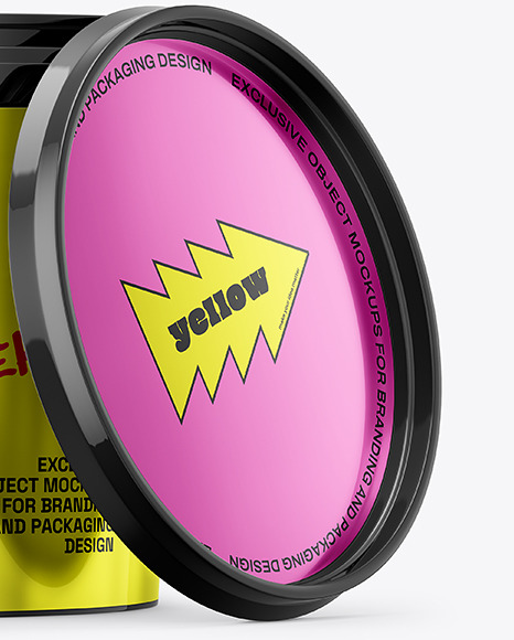 Glossy Plastic Bucket with Handle Mockup