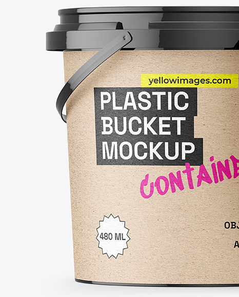 Glossy Plastic Bucket with Handle Mockup