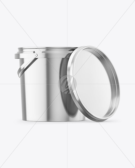 Metallized Plastic Bucket with Handle Mockup