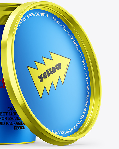 Metallized Plastic Bucket with Handle Mockup