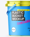 Metallized Plastic Bucket with Handle Mockup