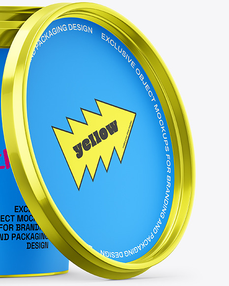 Metallized Plastic Bucket with Handle Mockup