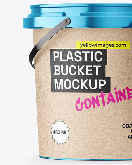 Metallized Plastic Bucket with Handle Mockup