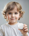 Little Child Holding a Pin Button Mockup