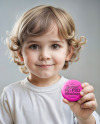 Little Child Holding a Pin Button Mockup
