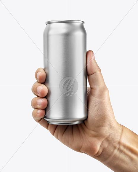 Man's Hand Holding an Aluminum Can Mockup