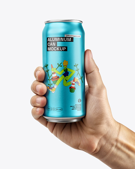 Man's Hand Holding an Aluminum Can Mockup