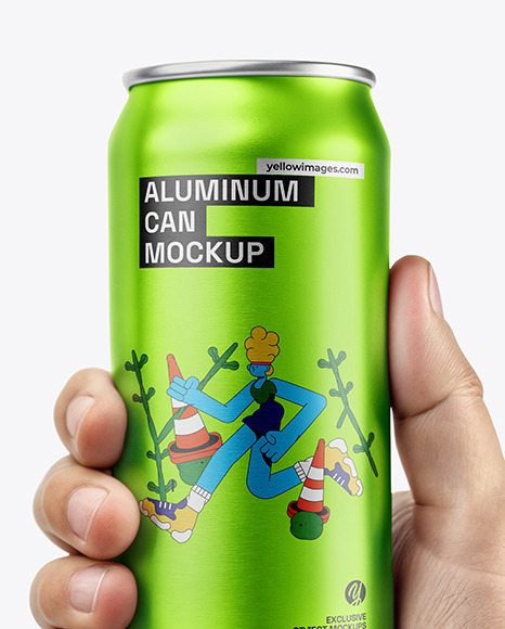 Man's Hand Holding an Aluminum Can Mockup