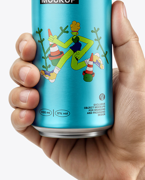 Man's Hand Holding an Aluminum Can Mockup