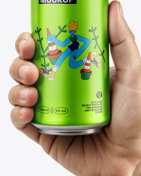 Man's Hand Holding an Aluminum Can Mockup