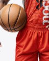 Black Woman with Braids Wearing a V-Neck Basketball Jersey and Shorts Mockup
