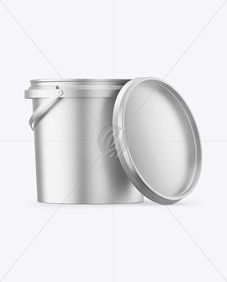 Matte Metallic Bucket with Handle Mockup