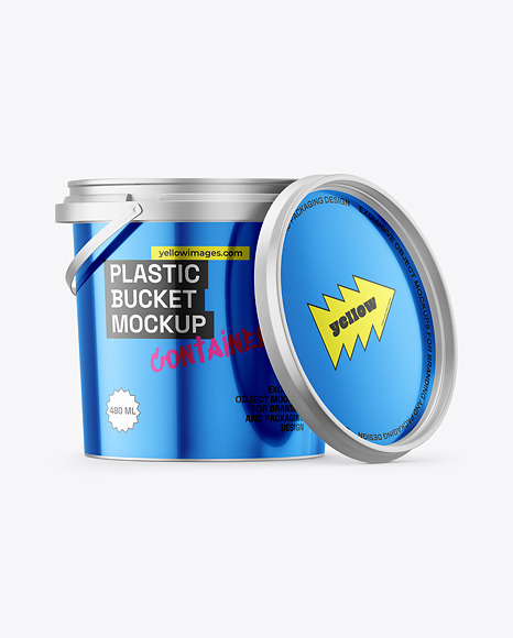 Matte Metallic Bucket with Handle Mockup