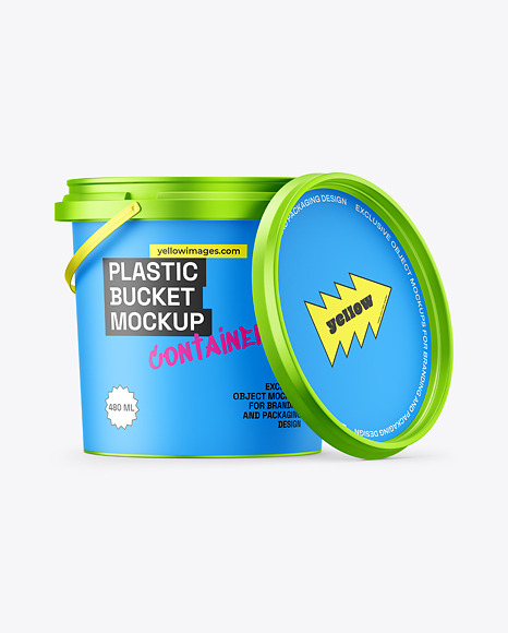 Matte Metallic Bucket with Handle Mockup
