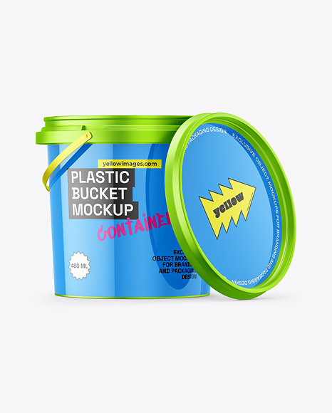 Matte Metallic Bucket with Handle Mockup