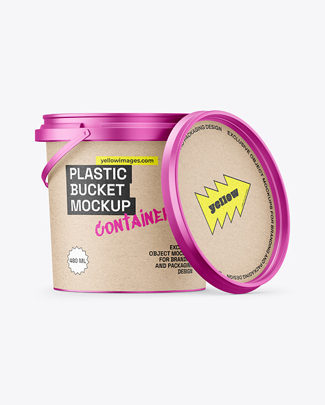 Matte Metallic Bucket with Handle Mockup