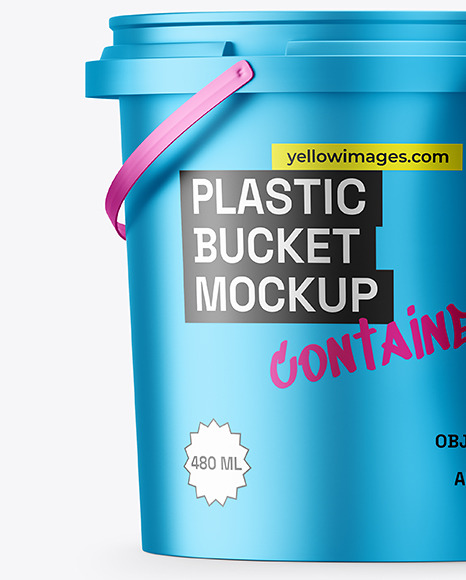Matte Metallic Bucket with Handle Mockup