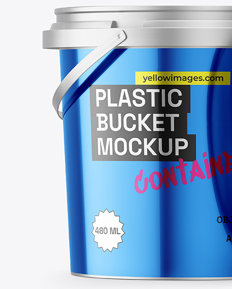 Matte Metallic Bucket with Handle Mockup