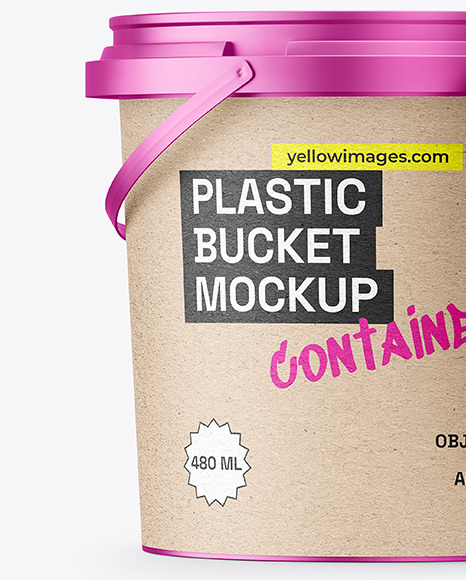 Matte Metallic Bucket with Handle Mockup