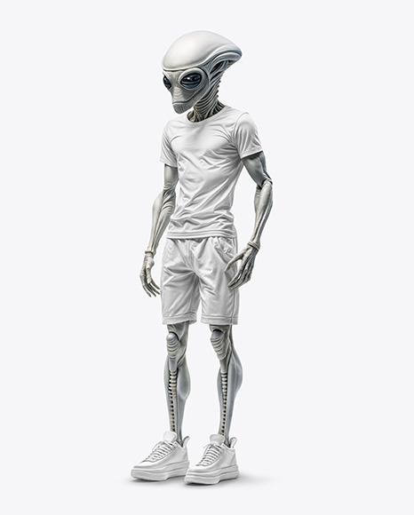 Alien Wearing a T-Shirt and Shorts Mockup - Free Download Images High ...