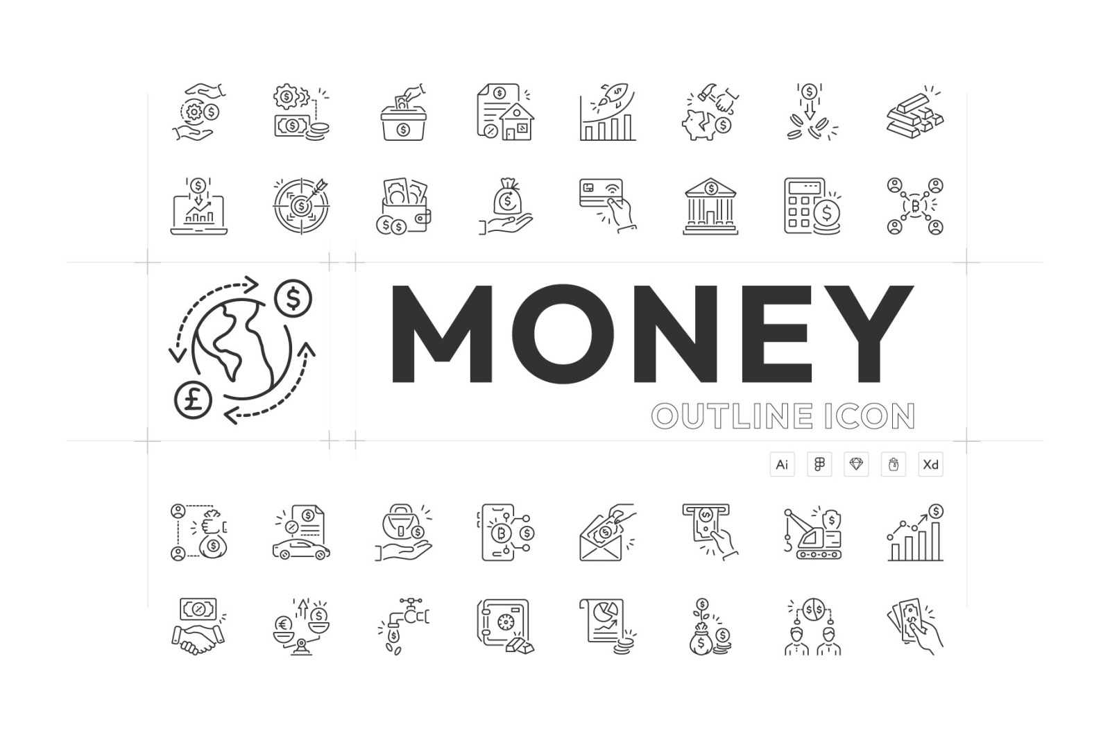 Money Outline Icon Collection Money Outline Icon Collection