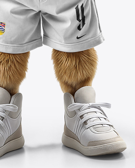 Sports Mascot Dog Wearing a T-Shirt and Shorts Mockup