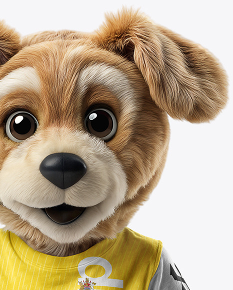 Sports Mascot Dog Wearing a T-Shirt and Shorts Mockup